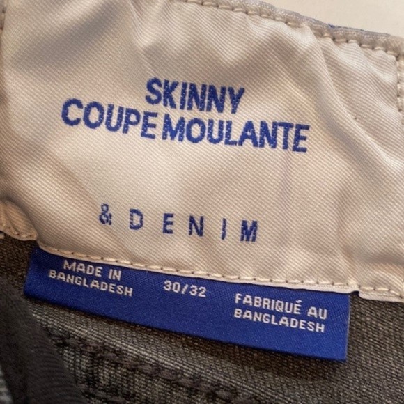&Denim Gray Skinny Coupe Moulante Jeans } Size 30/32, 29” Inseam - Picture 3 of 3